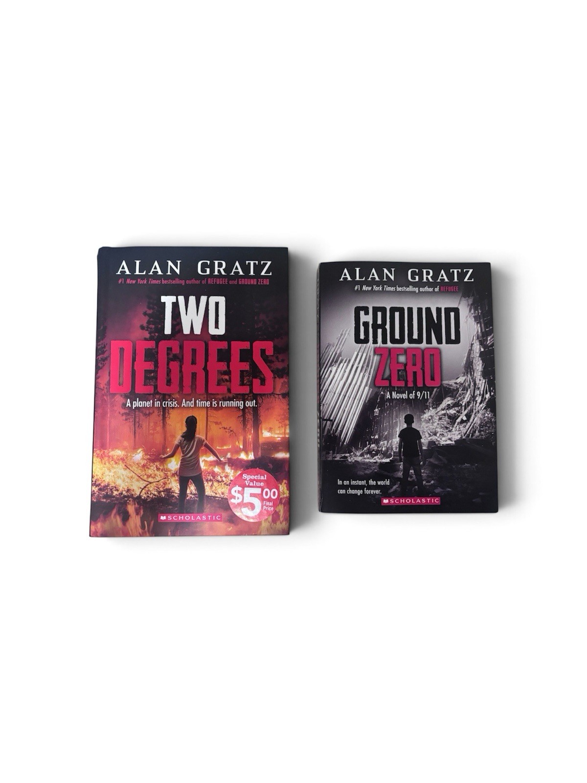 Alan Gratz Hardcover Books – Ground Zero and Two Degrees Scholastic Ages 8-12