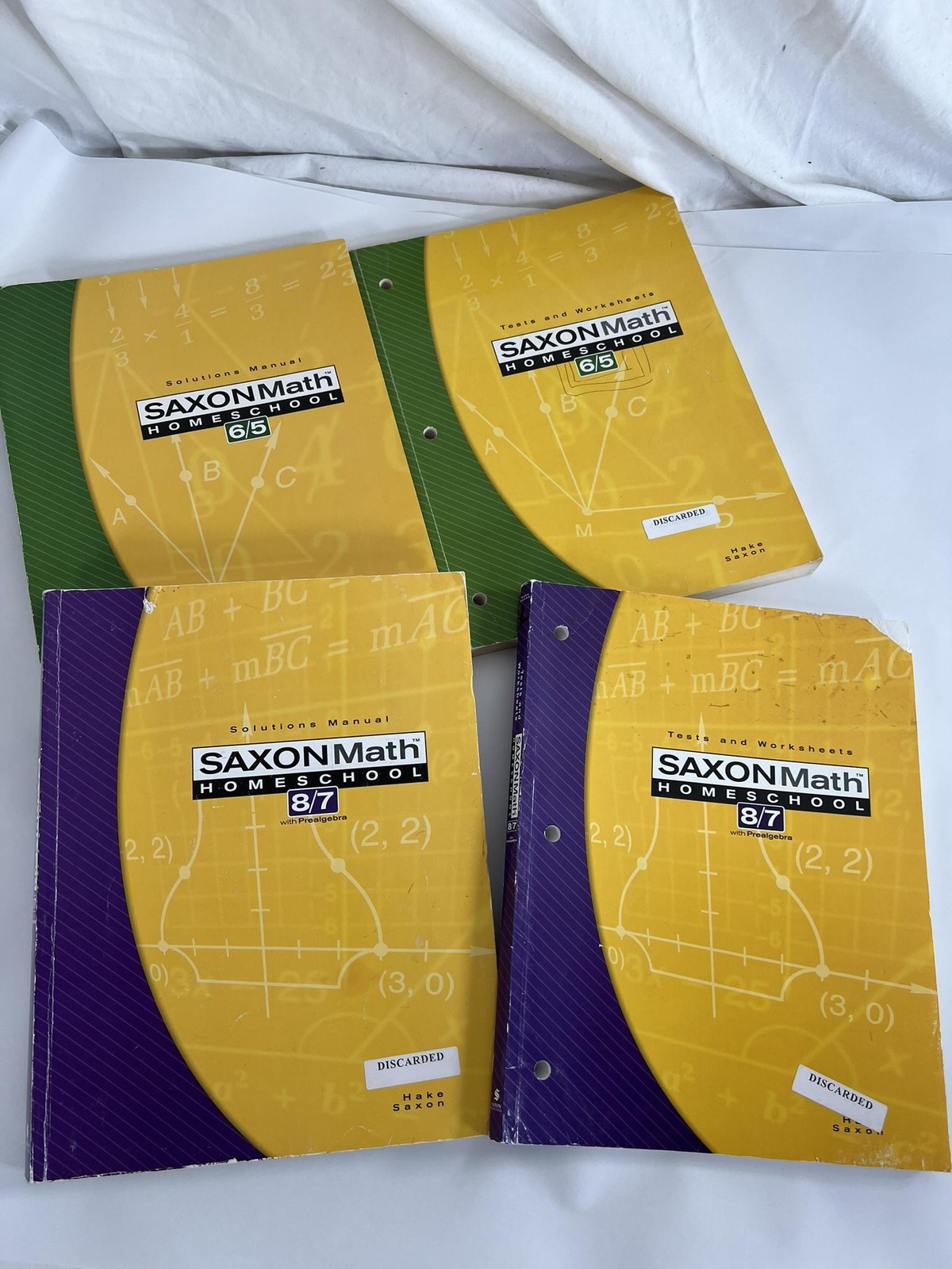 Saxon Math Homeschool 6/5 8/7 Solutions Tests Hake Saxon PB Yellow Lot 4 USA