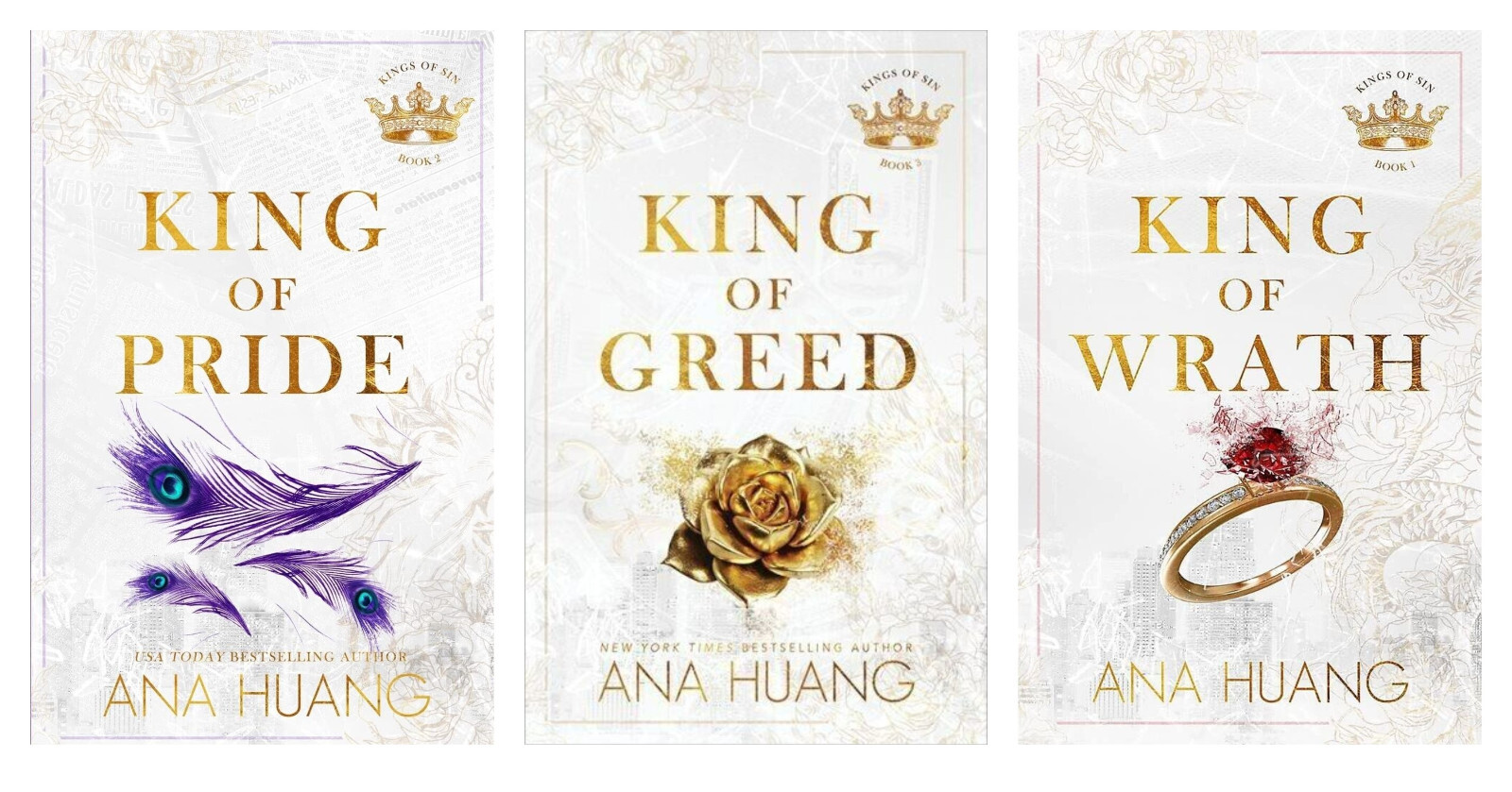 ana huang 3 book series set :king of wrath + pride + greed paperback free ship..