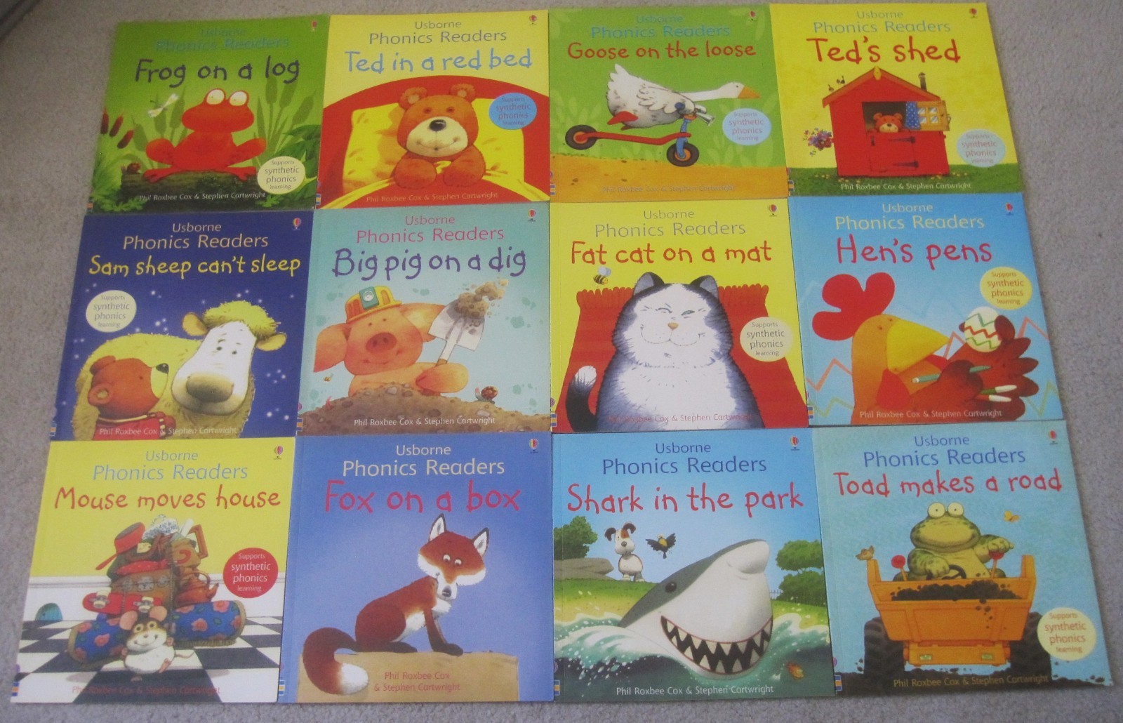LOT OF 12 USBORNE PHONICS READERS CHILDREN’S LEARNING TO READ BOOKS NICE!