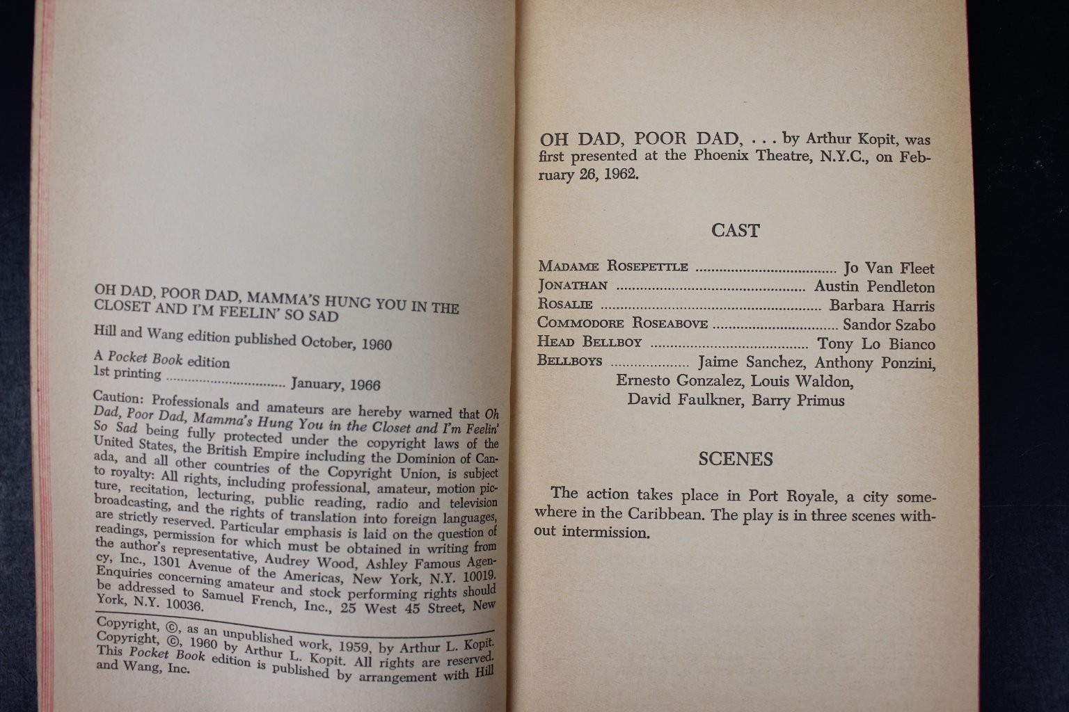 Oh Dad, Poor Dad Arthur Kopit 1966 1st Printing Pocket Book Play Drama PB