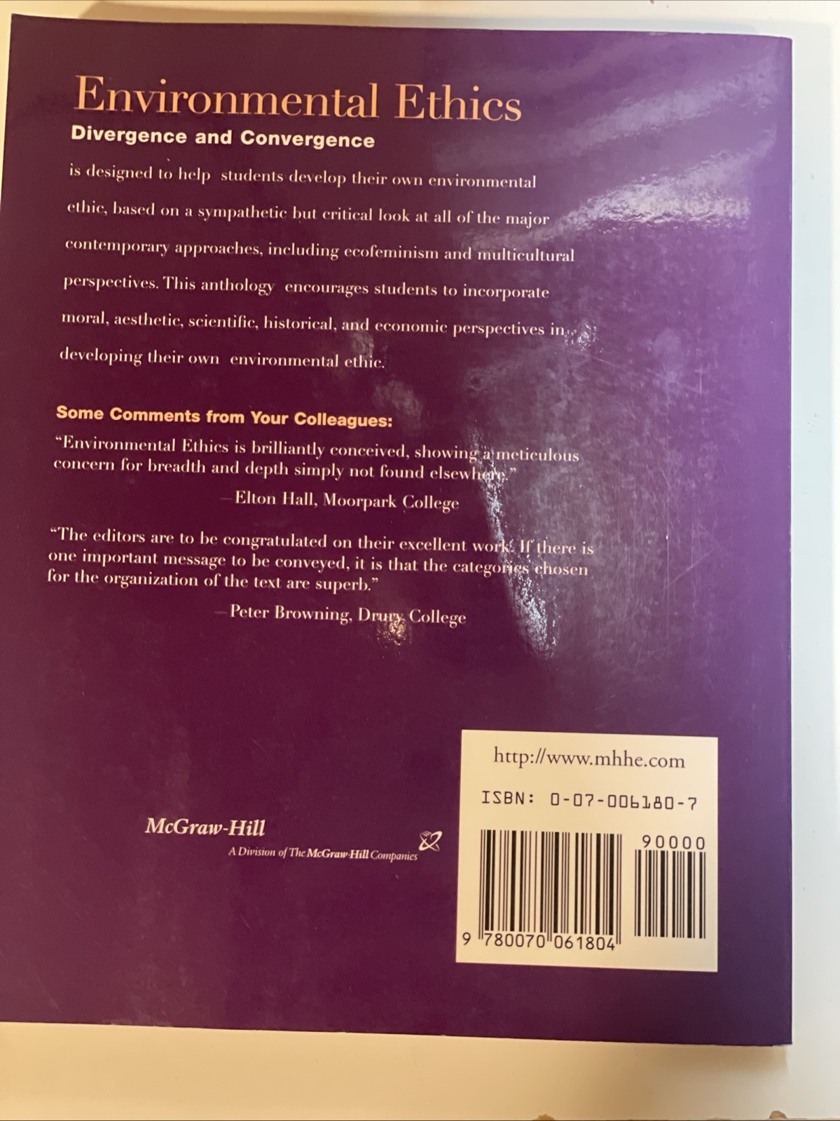 Environmental Ethics : Divergence and Convergence by Armstrong and Botzler 2nd E