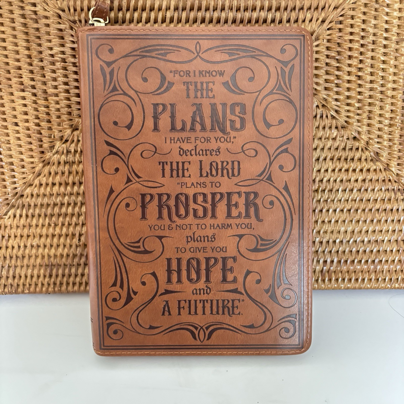 Brown Faux Leather Religious Journal For I Know the Plans Prosper Hope Lined