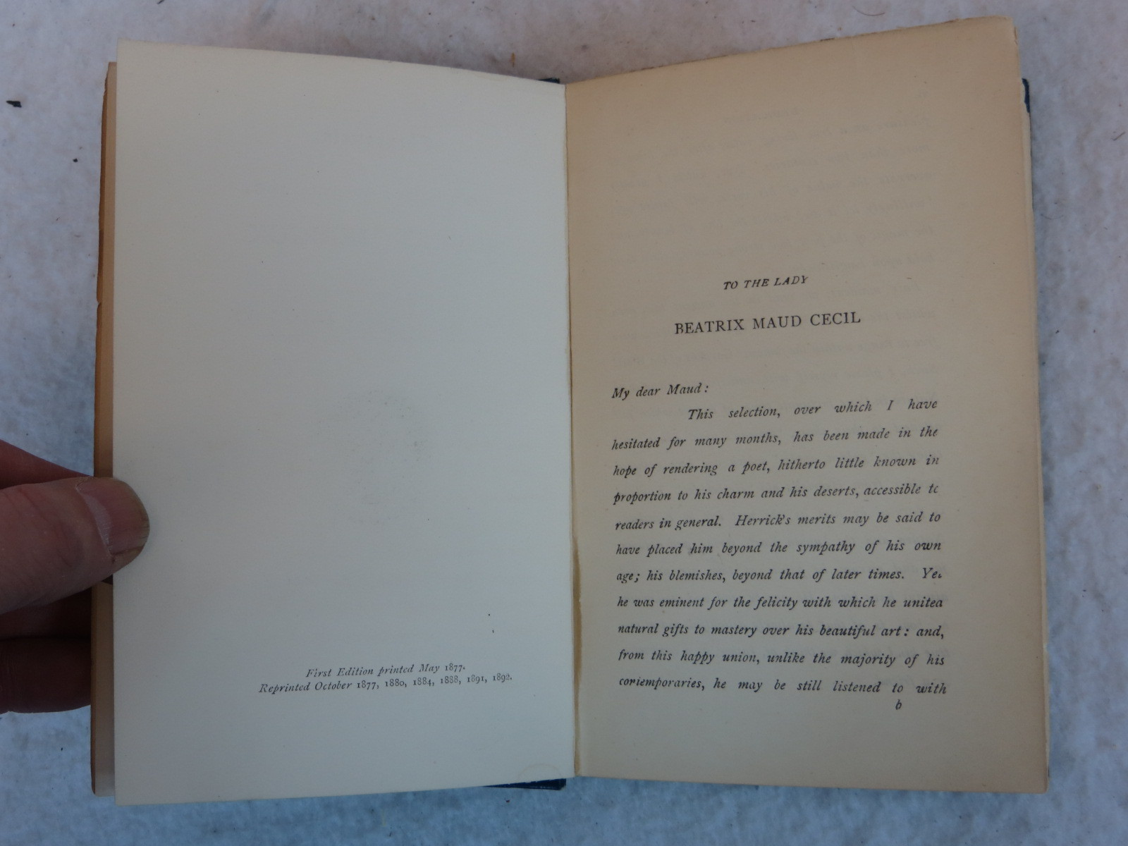 Francis Turner Palgrave HERRICK’S LYRICAL POEMS Macmillan 1892