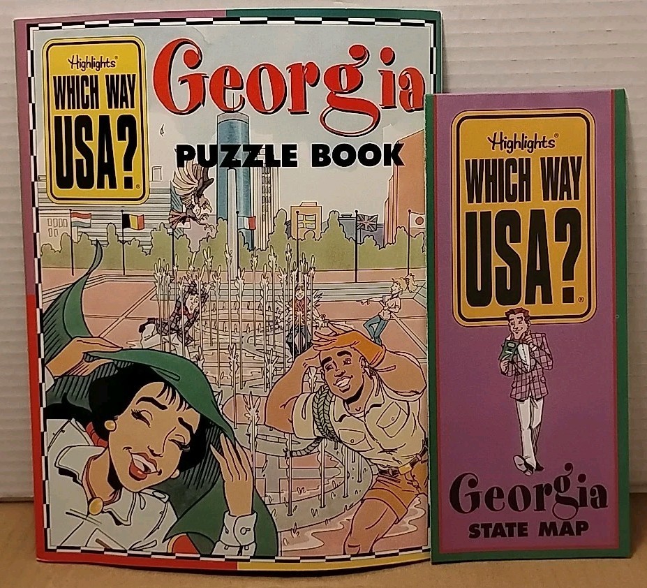 Highlights Which Way USA? GEORGIA – Illustrated Paperback Puzzle Book w/ Map