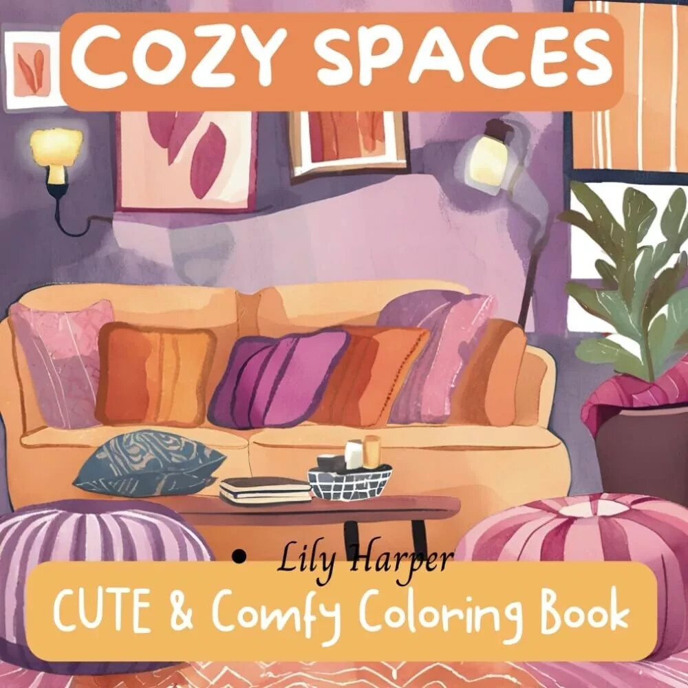 Adult Coloring Book: Cozy Spaces – Bold & Easy Designs for Adults