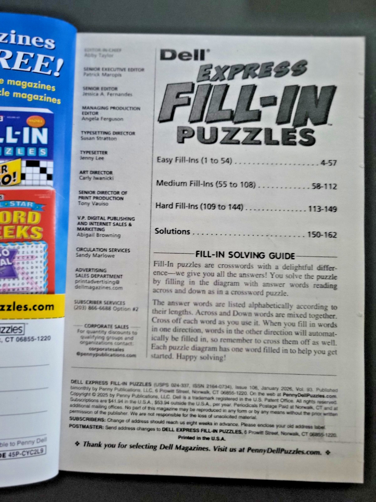 Lot of 3 Fill-In Puzzle Books by Dell- Express & 2 Pocket -400+ Total Challenges