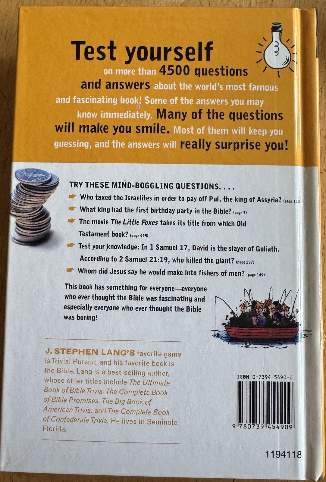 Complete Book of Bible Trivia by J. Stephen Lang (1988, Perfect) HB