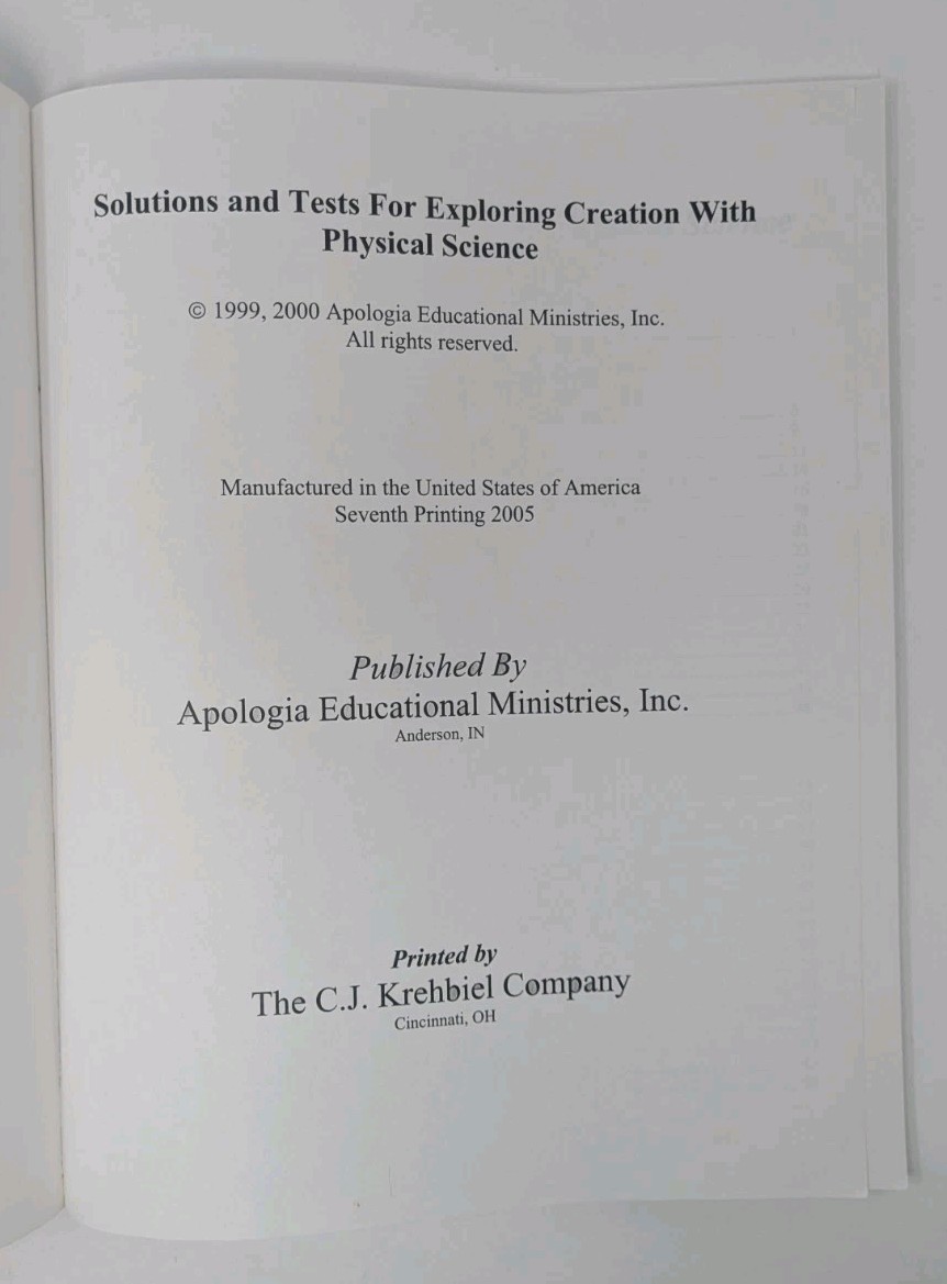 Exploring Creation With Physical Science Solutions and Tests Dr. Jay Wile