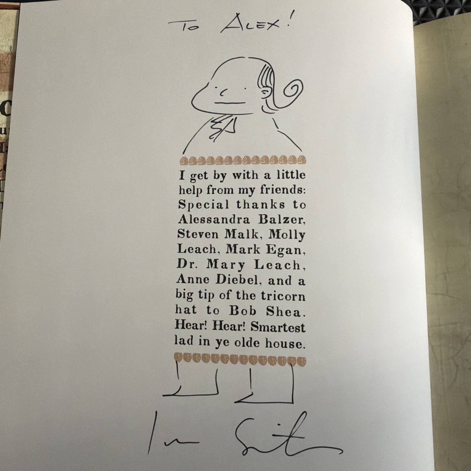 SIGNED W/DRAWING !!John, Paul, George,Ben by Lane Smith(2006,Hardcover w/ dust.)