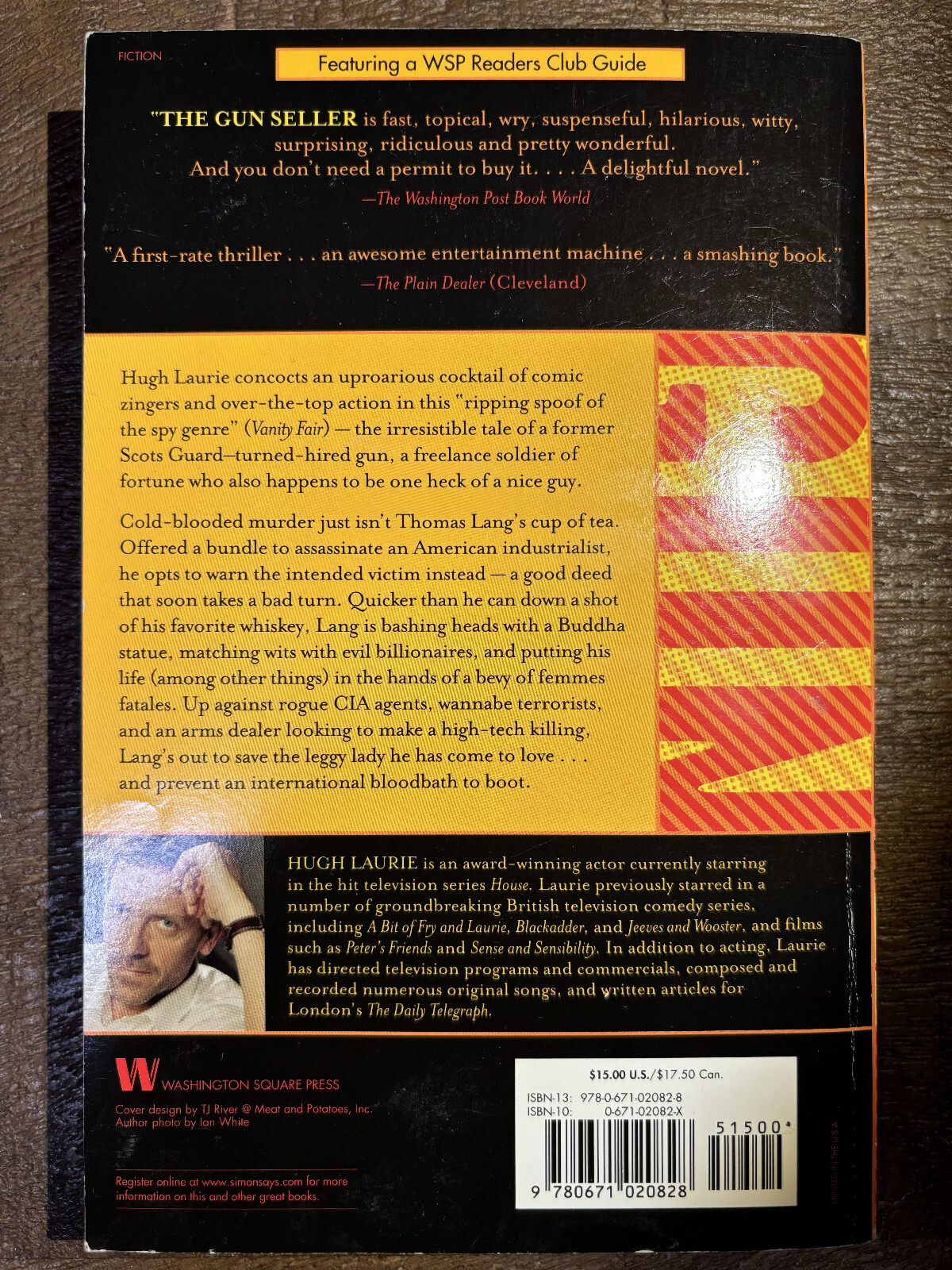 MODERN CLASSIC: The Gun Seller by Hugh Laurie (Washington Sq. P, 1998) 6th print