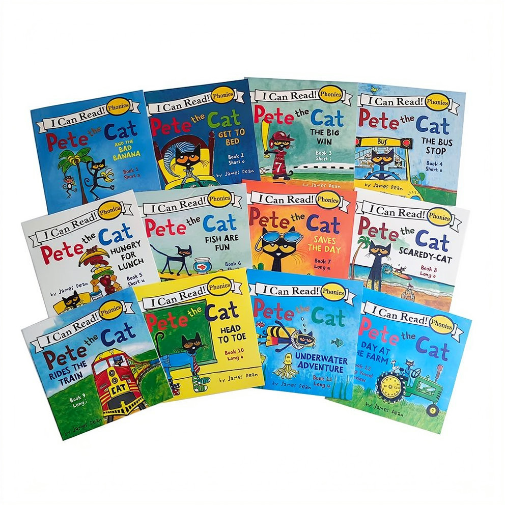 12 Books Pete the Cat I Can Read Phonics English Picture Book Story