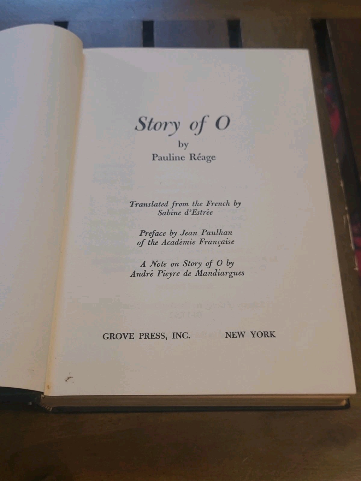 Story Of O Pauline Réage 1965 Grove Press HC/DJ Second Printing