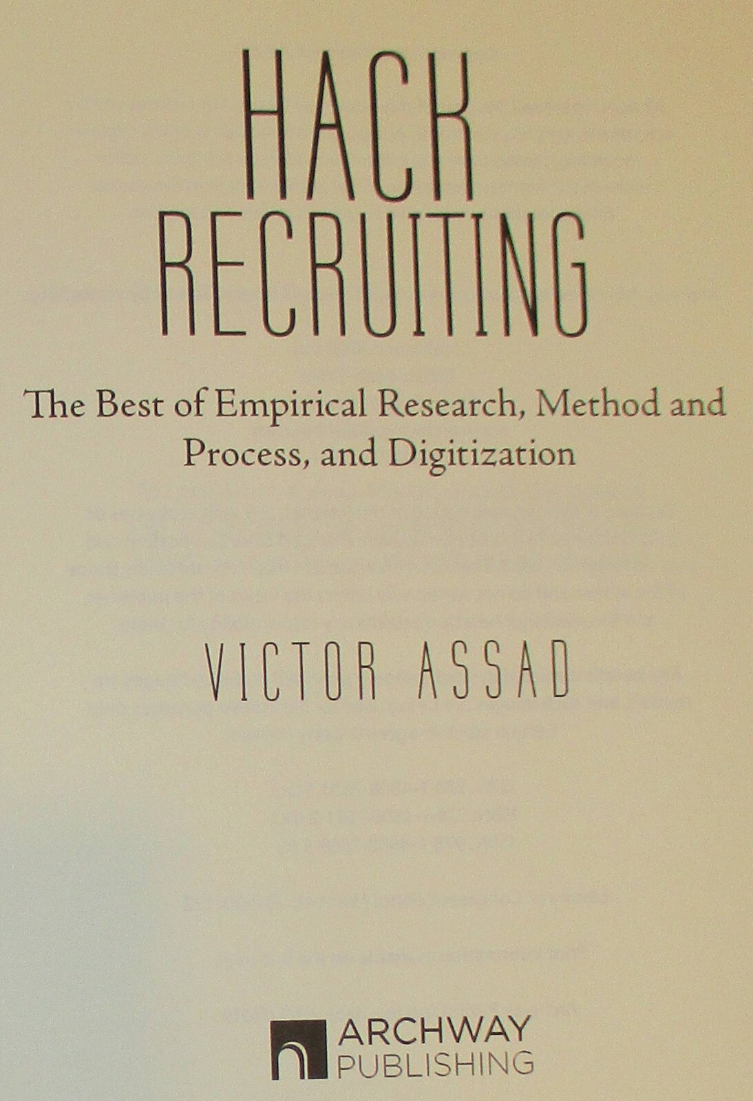 2019 Hack Recruiting by Victor Assad SIGNED Hardcover Book 436 Pages RARE!!