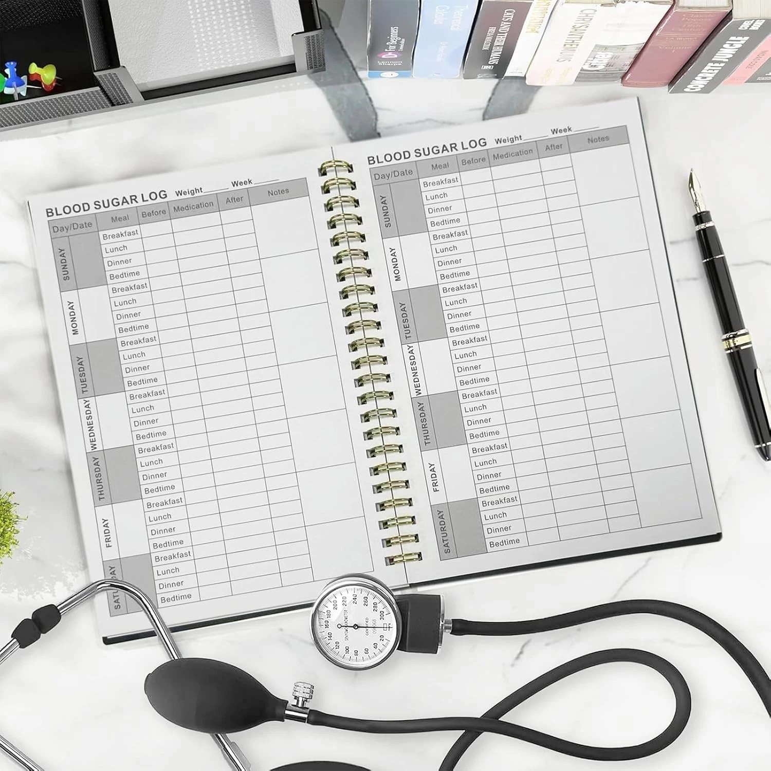 High-Quality Blood Pressure Log Book – 118 Pages Portable Tracker, Black Cover