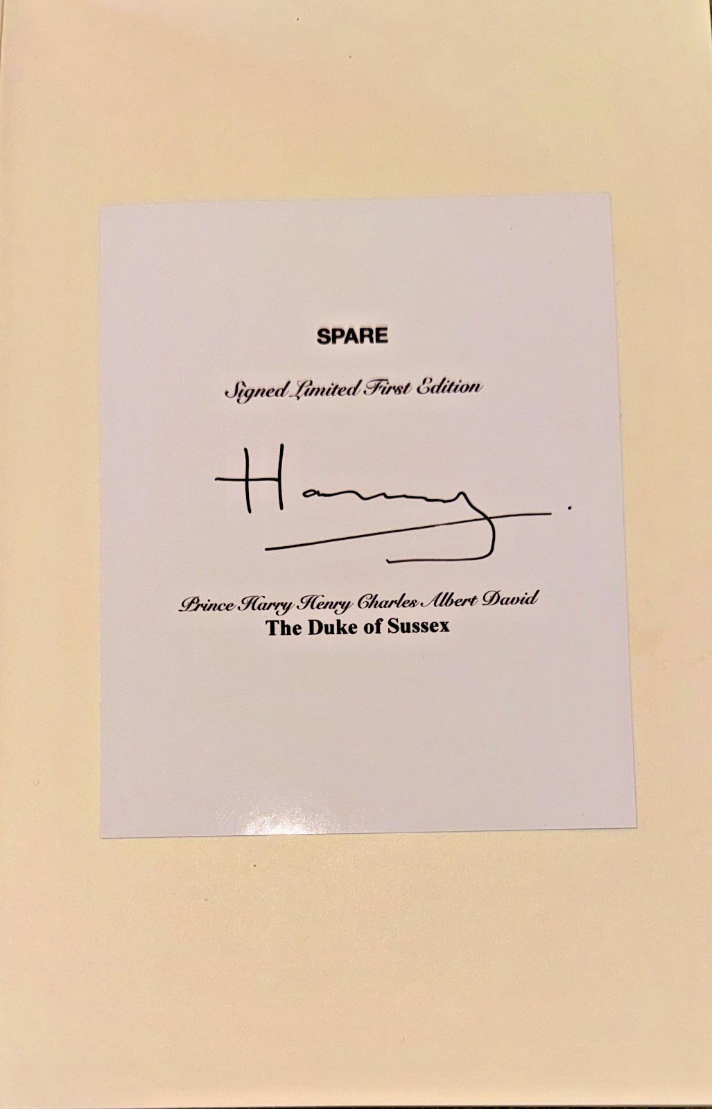 SIGNED Prince Harry SPARE BOOK Royal Family Autobiography Hardcover Book 📚w/COA