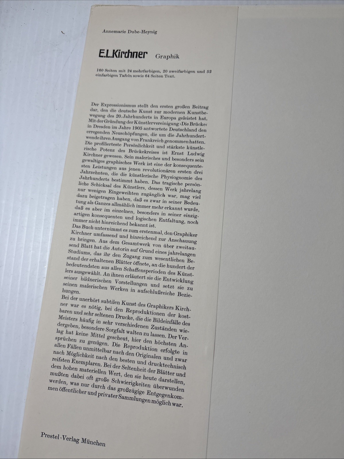 Ernst Kirchner His Graphic Art German Expressionism Catalog 1961 1996 Very Good