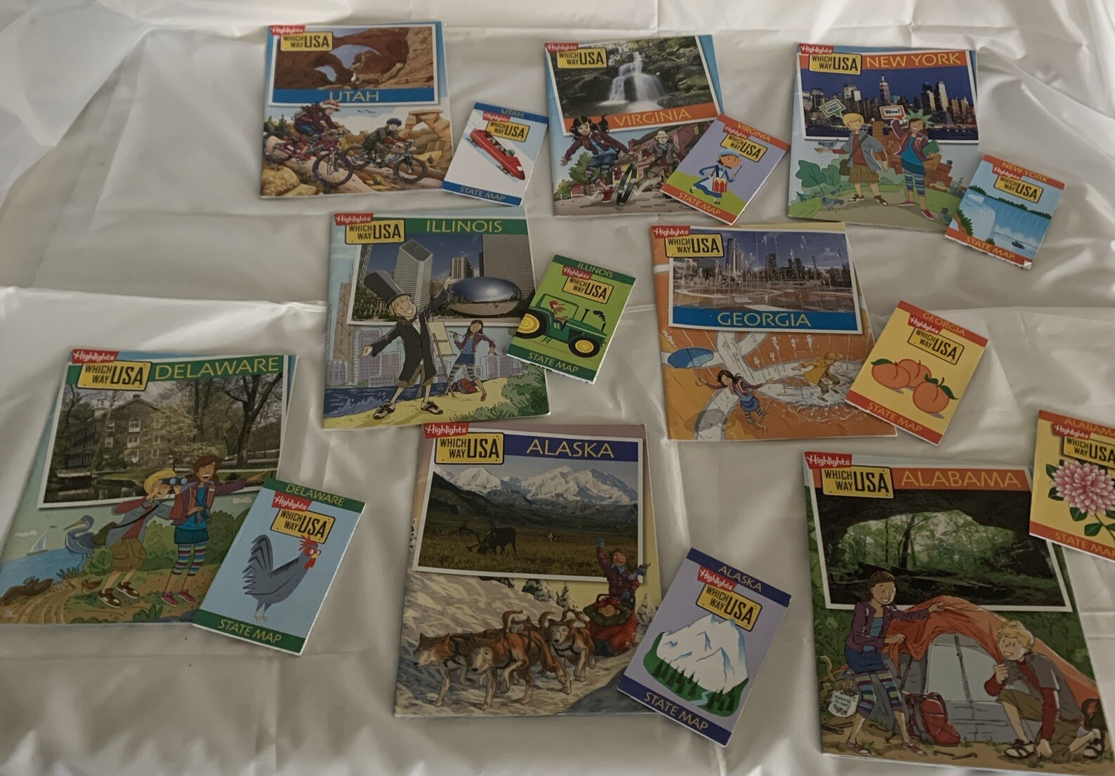 Highlights Which Way USA State Activity Books Map Lot of 8 Home School 2013-2014