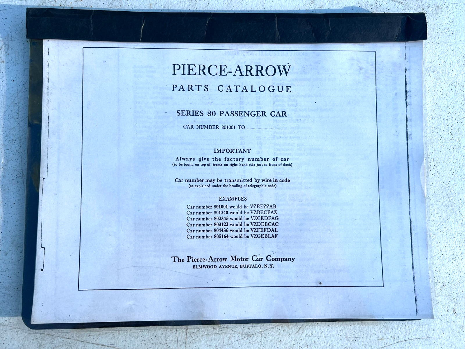 PIERCE ARROW SERIES 80 PARTS CATALOG ILLUSTRATIONS REPRODUCTION 37pg