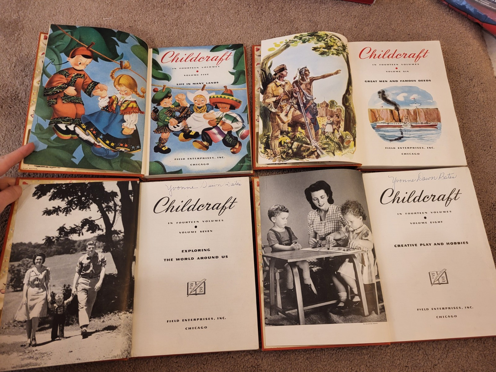 Childcraft Life in Many Lands Vol 5,6,7,8 Hardcover Books Play Hobbies VTG 1949