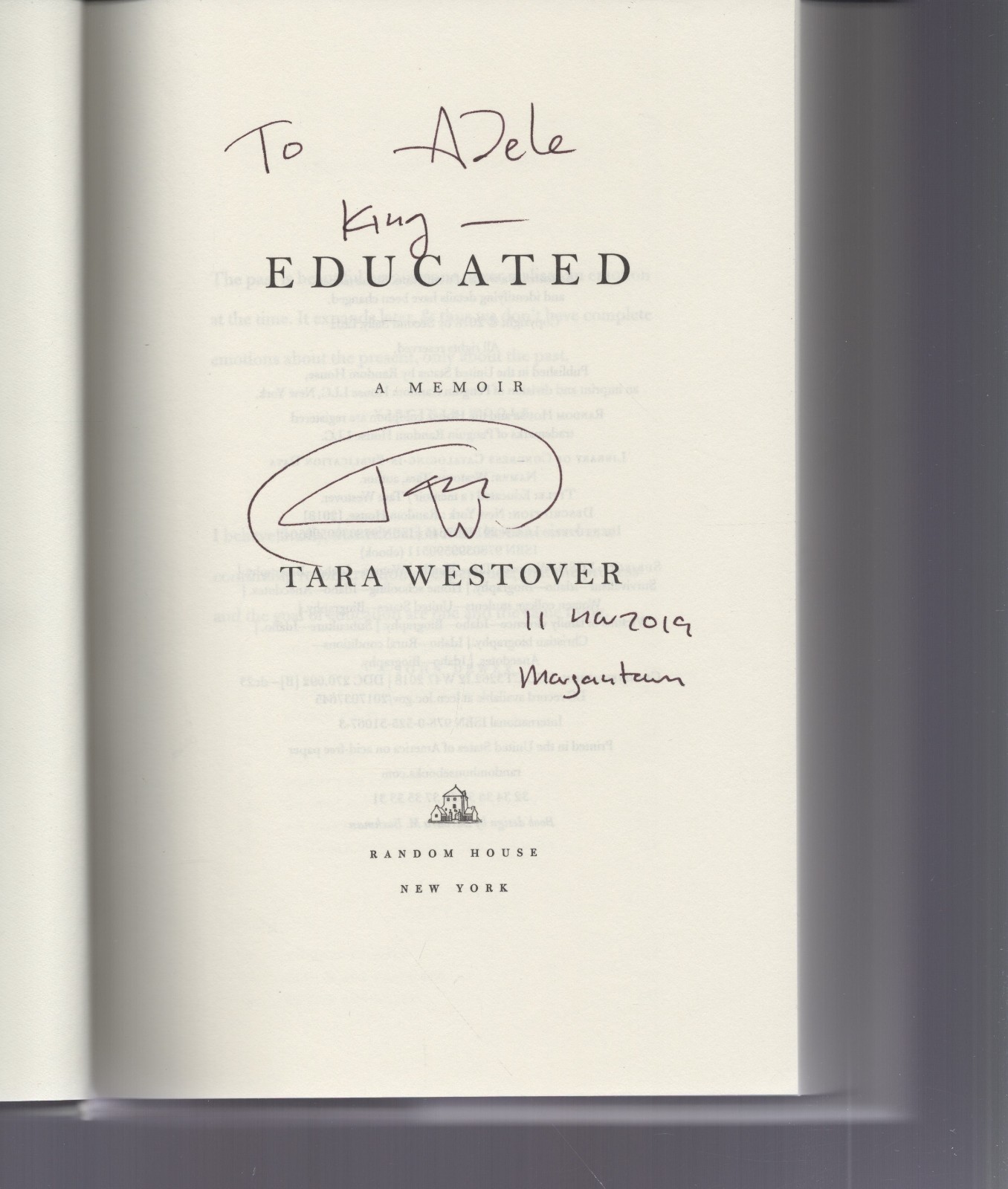 Educated / SIGNED / Tara Westover / A Memoir / Hardcover