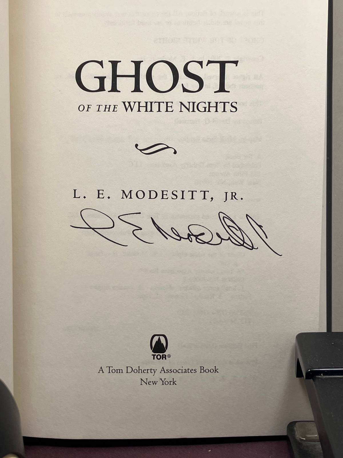 1st, signed by author, Ghosts 3: Ghost of the White Nights by L E Modesitt (2001