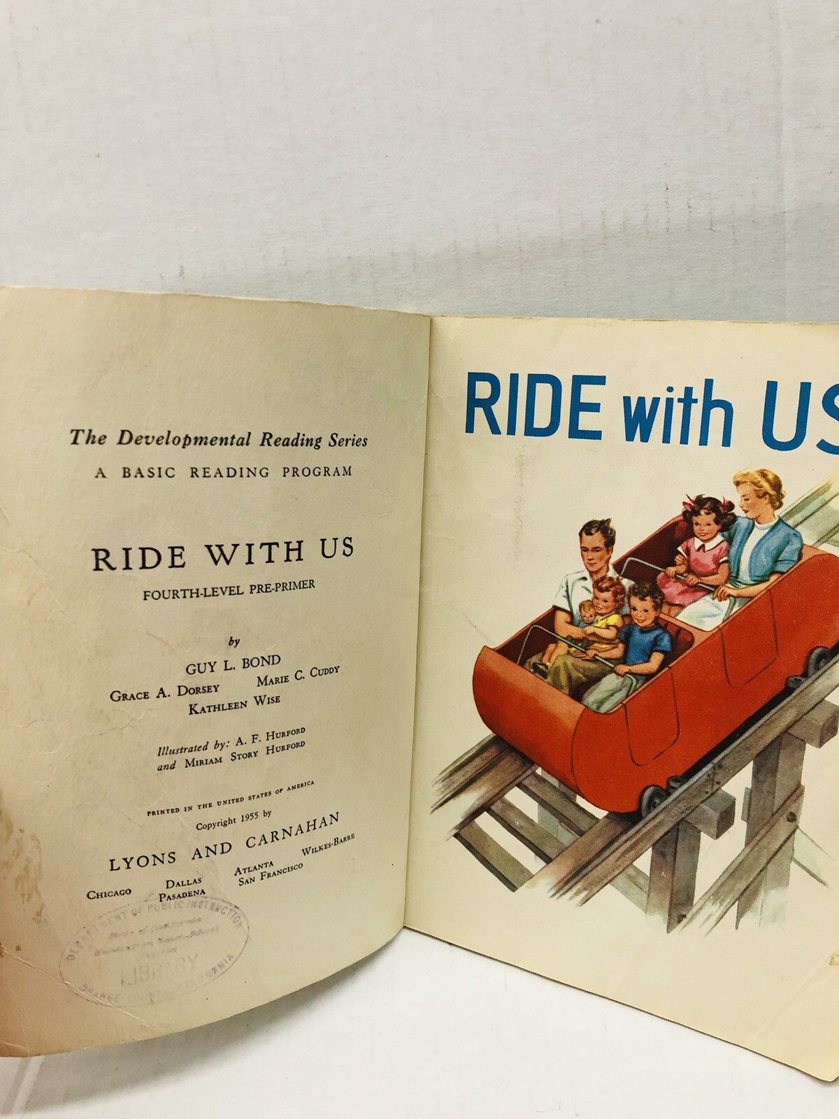 Vtg Ride With Us Childrens Book 1955 Basic Reader Program Cowboy Guy L. Bond