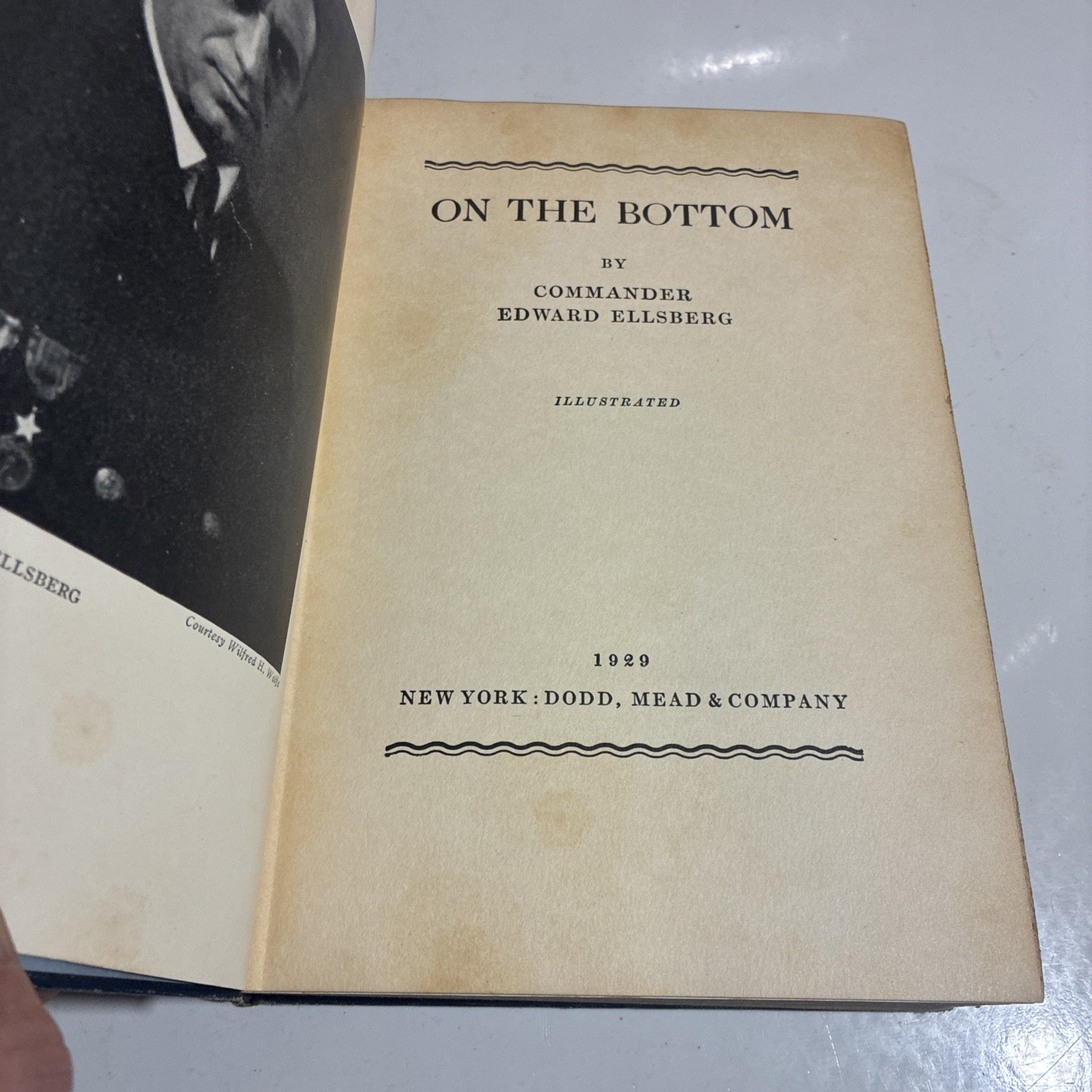 Signed Antique Book On The Bottom Edward Ellsberg Navy Submarine Military WWI