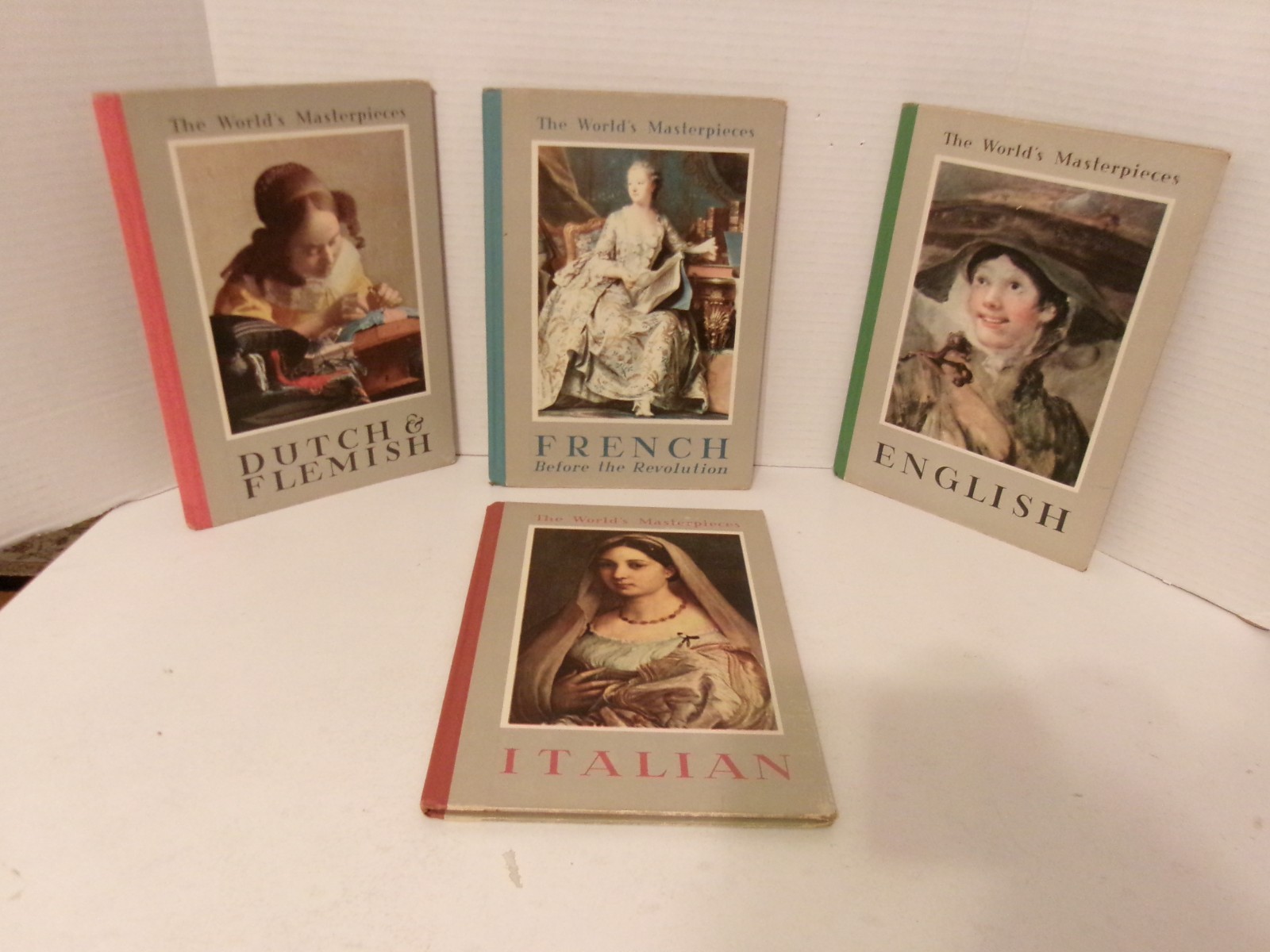 4 vintage books of the worlds Masterpieces, Italian,Dutch & Flemish, French