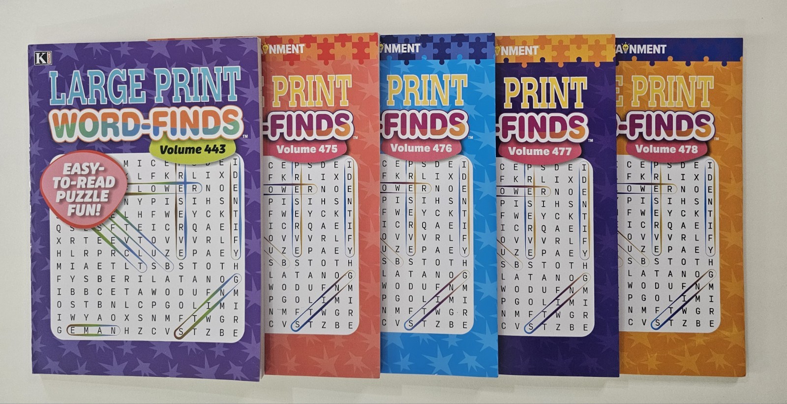 5 New Large Print Word-Finds Puzzle Books Kappa Games Vol #443-478 ~ Search,Hunt