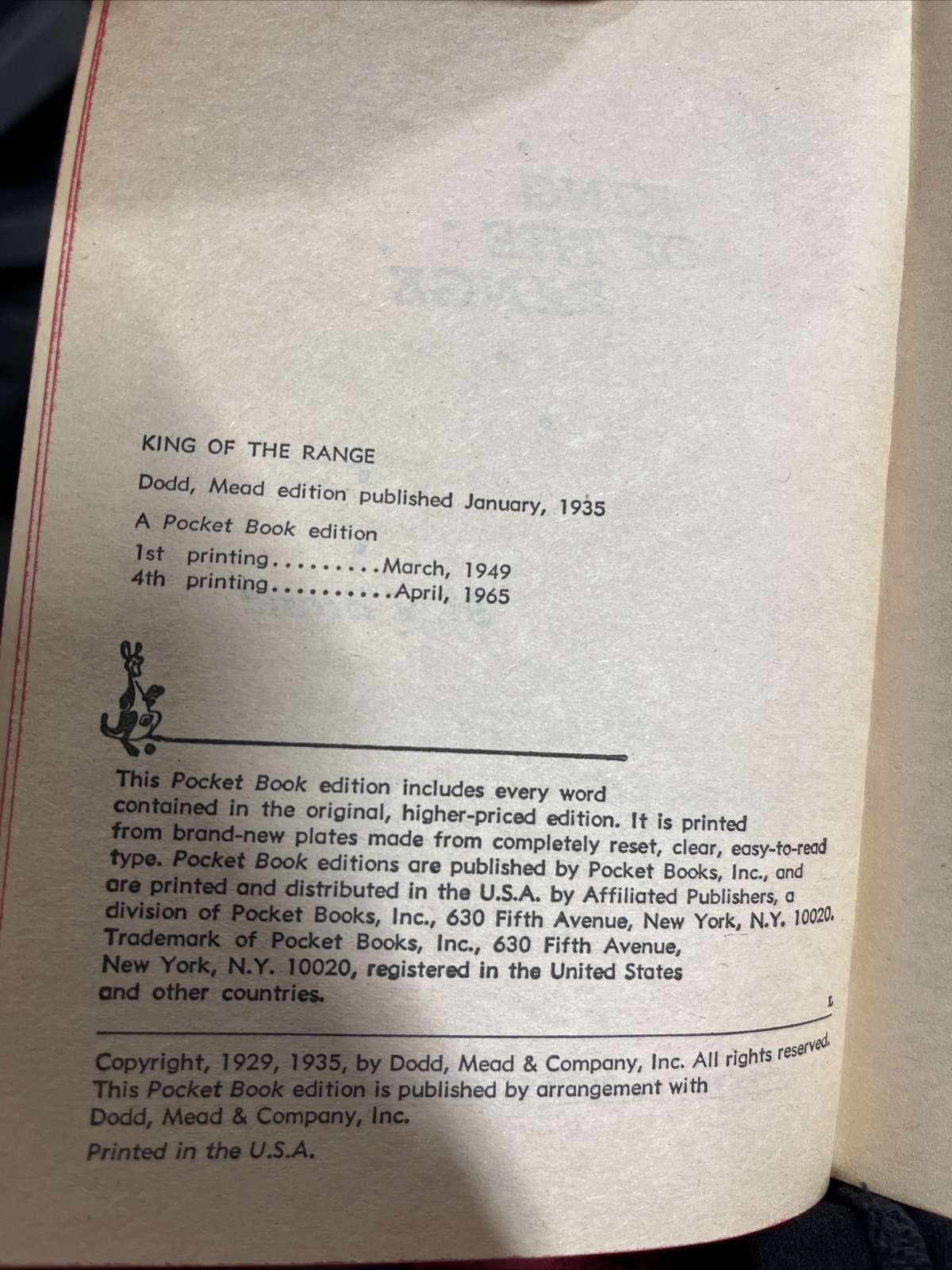 King Of The Range By Max Brand (Pocket Books, Paperback, 1965)