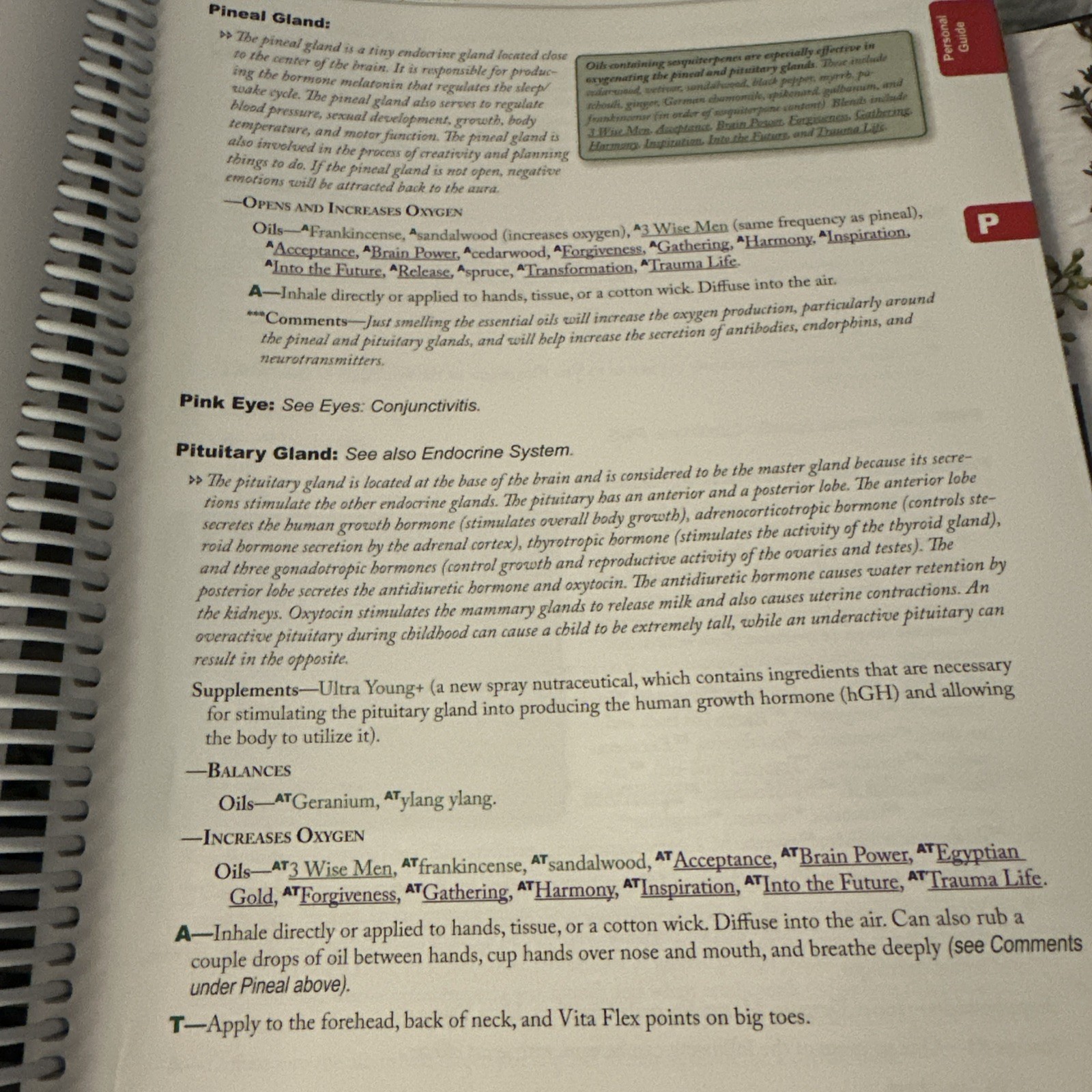 Reference Guide for Essential Oils Soft Cover Ring Bound By Abundant Health