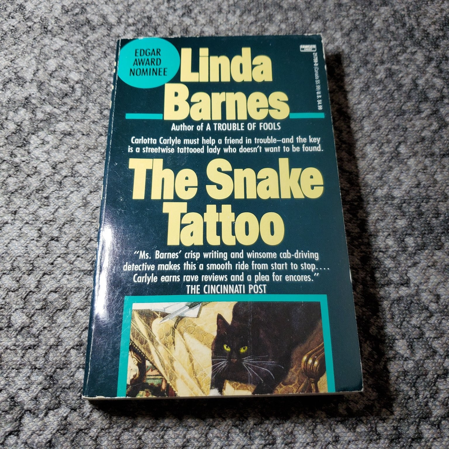 The Snake Tattoo Linda Barnes 1990 Third Printing Mystery Fawcett Crest