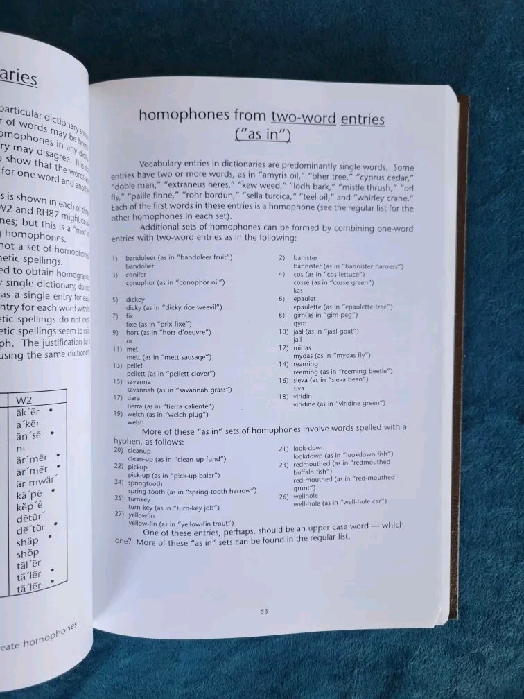 HOMOPHONES AND HOMOGRAPHS ; 310 PAGES ; HARDCOVER ; RUSSELL H. GODARD