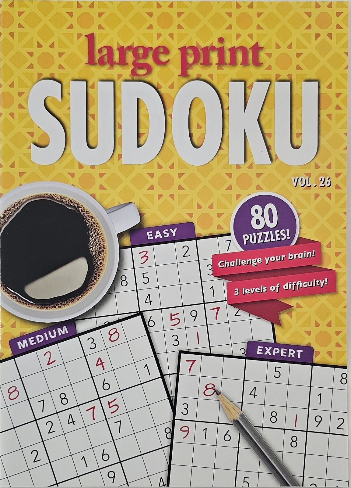 4 New Large Print Sudoku PAPP Puzzle Books Vol# 27-30 Games Entertain Hobby