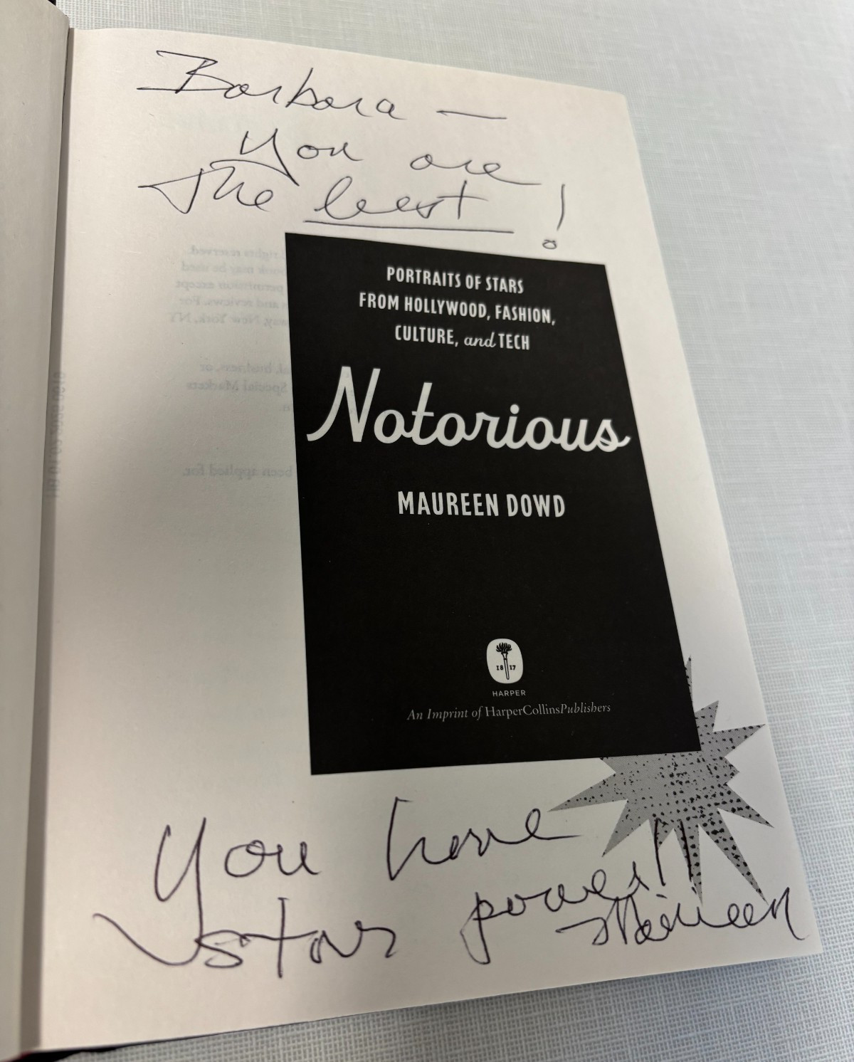 Notorious Maureen Dowd SIGNED interviews Tina Fey Larry David LN 1st LN 25 hdbk