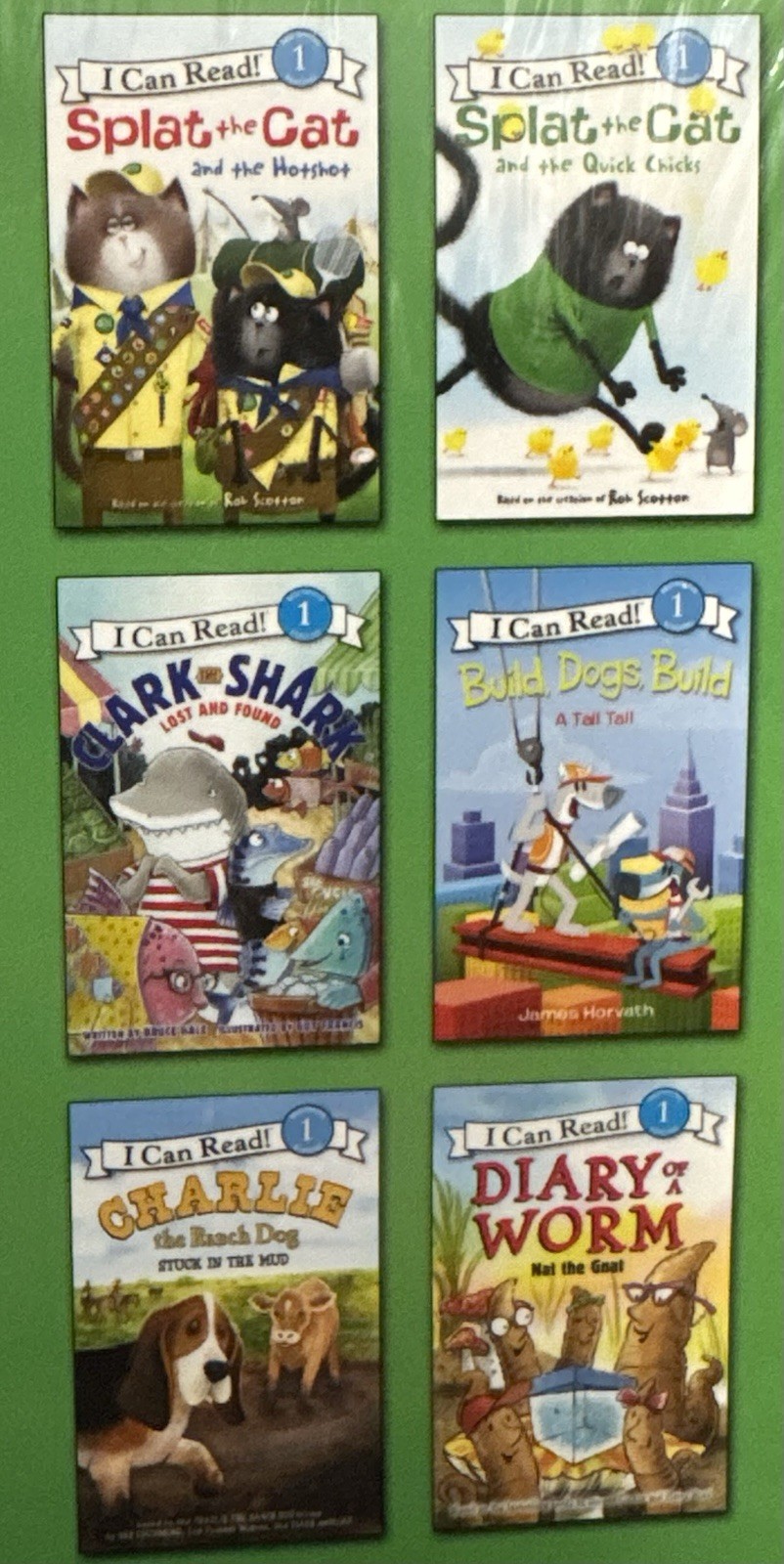 I CAN READ LEVEL 1 SIX BOOK SET: Splat Cat,CLARK SHARK,BUILD DOGS BUILD, CHARLIE