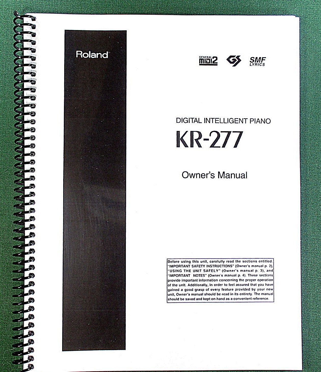 Roland KR-277 Owner’s Instruction Manual: 156 Pages & Protective Covers!