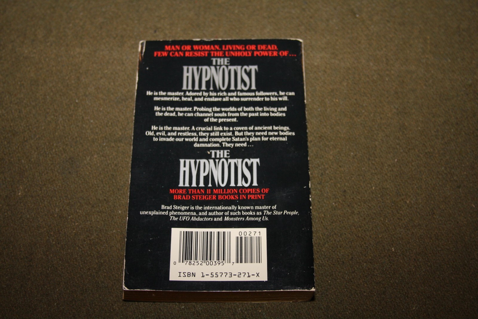 The Hypnotist by Brad Steiger 1989 PB 1st Print Charter Horror
