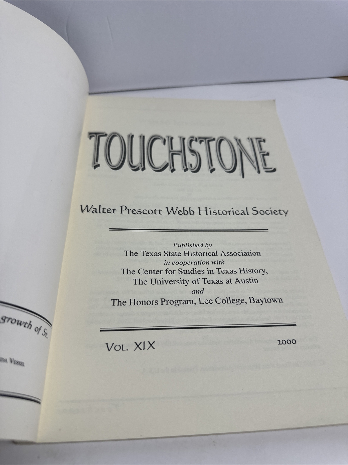 Touchstone By Walter Prescott Webb Historical Society 2000 – Texas History