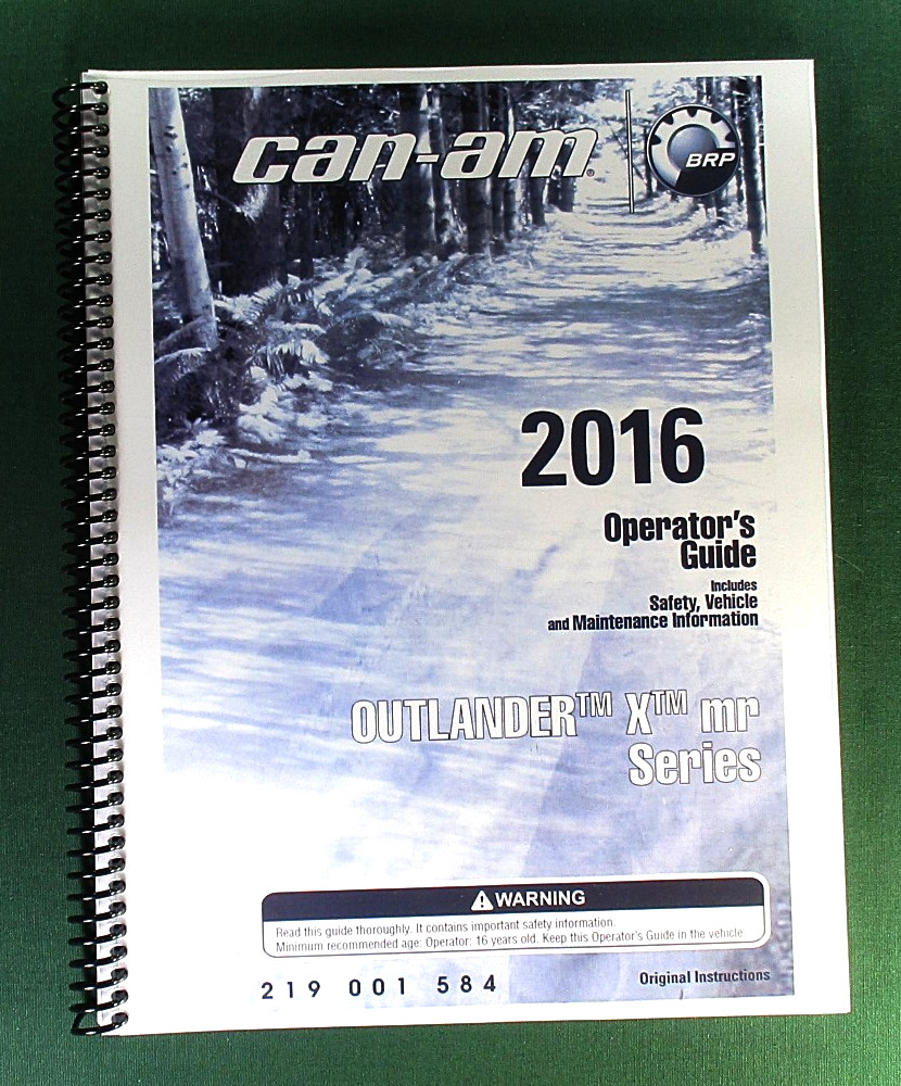 2016 Can-Am Outlander 850 X mr Owner’s Manual: 196 Pages & Protective Covers!