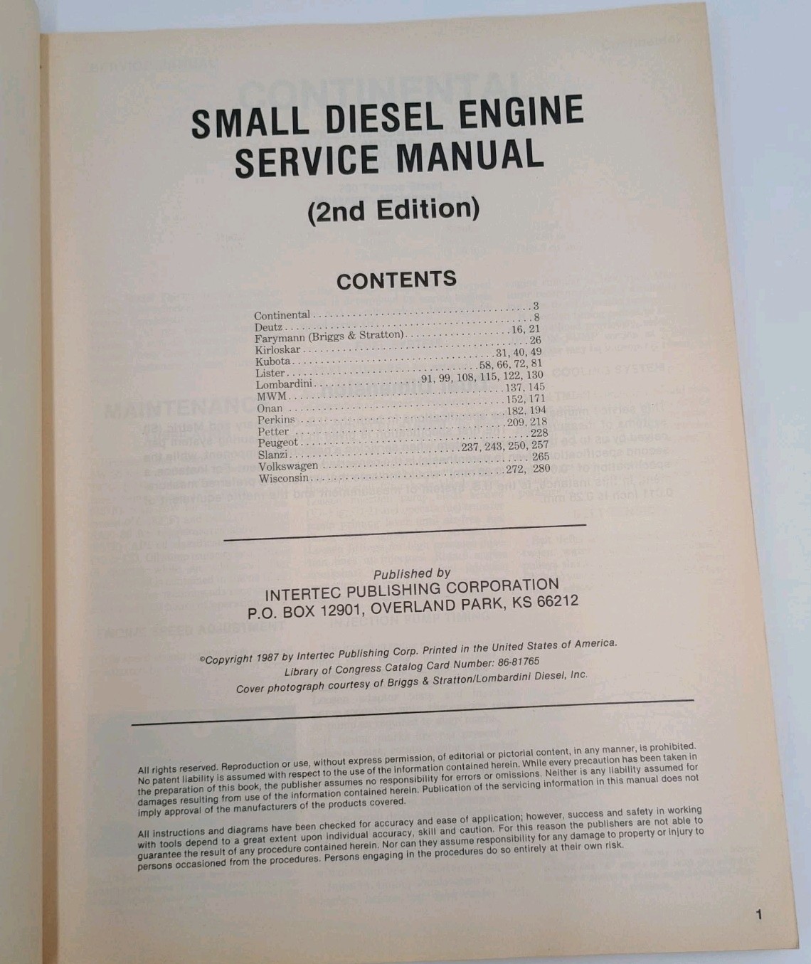 Small Diesel Engine Service Manual 2nd Edition Intertec Paperback