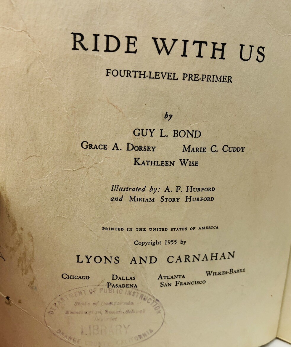 Vtg Ride With Us Childrens Book 1955 Basic Reader Program Cowboy Guy L. Bond