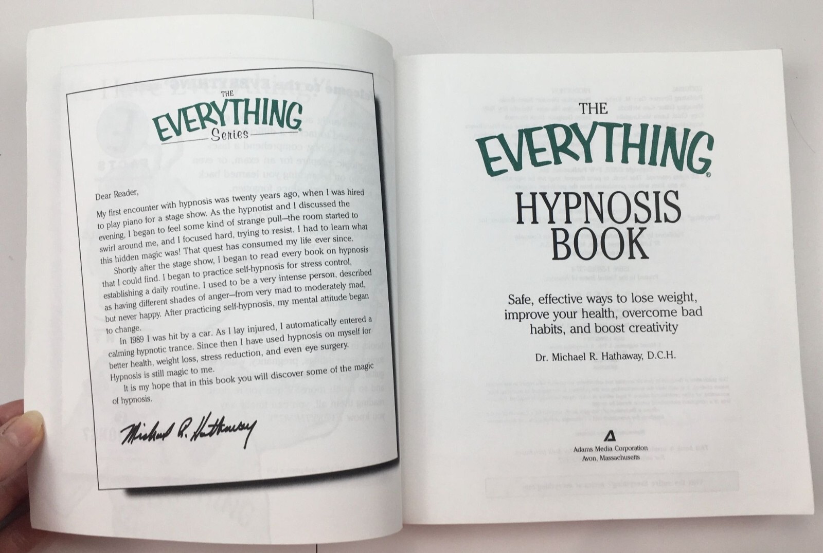 The Everything Hypnosis Book By Michael Hathaway Paperback Adams Media Corp 2003