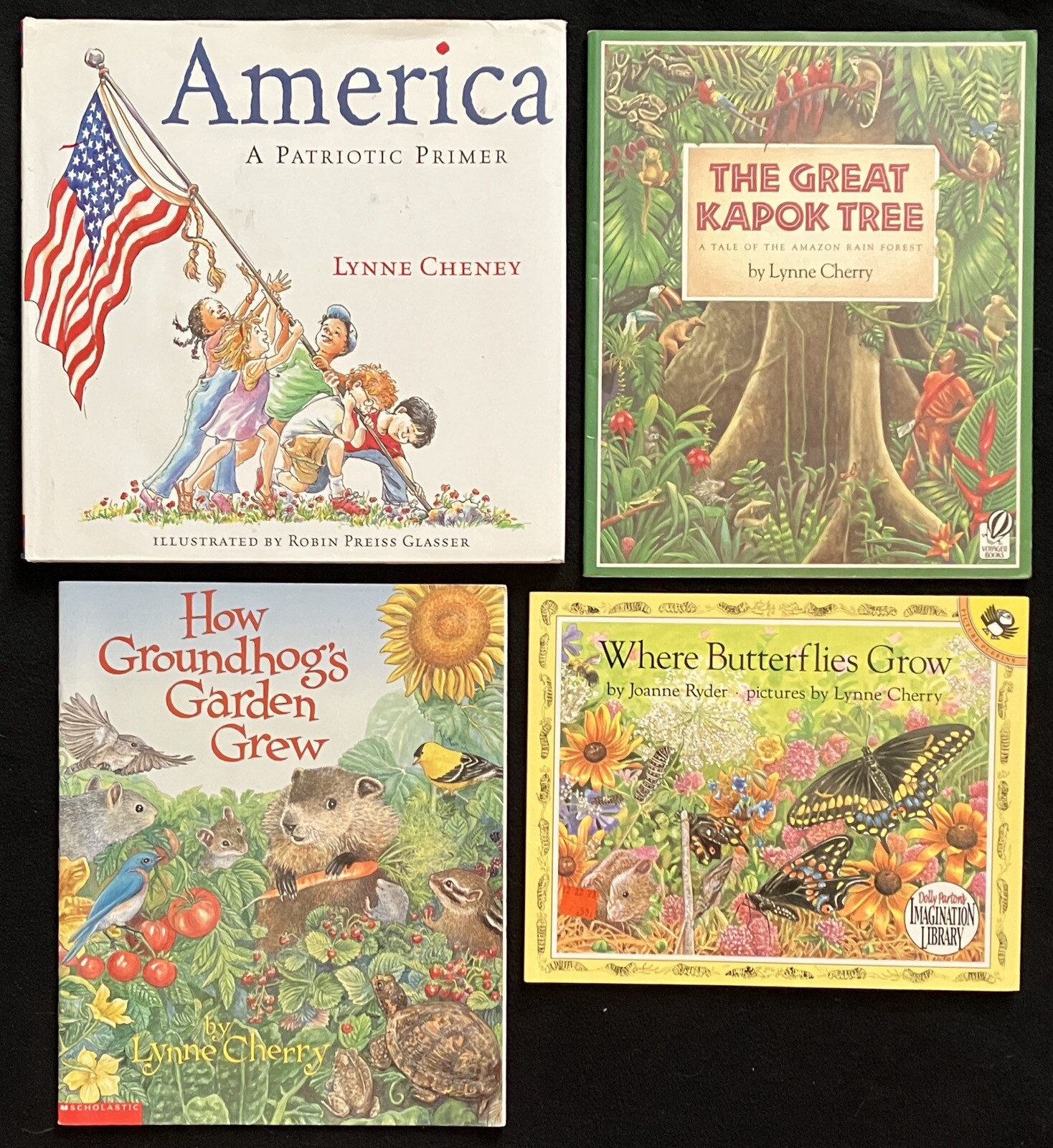 LYNNE CHENEY Lot 4 America HBDJ/PB Kapok Tree/Butteflies Grow/Groundhog’s Garden