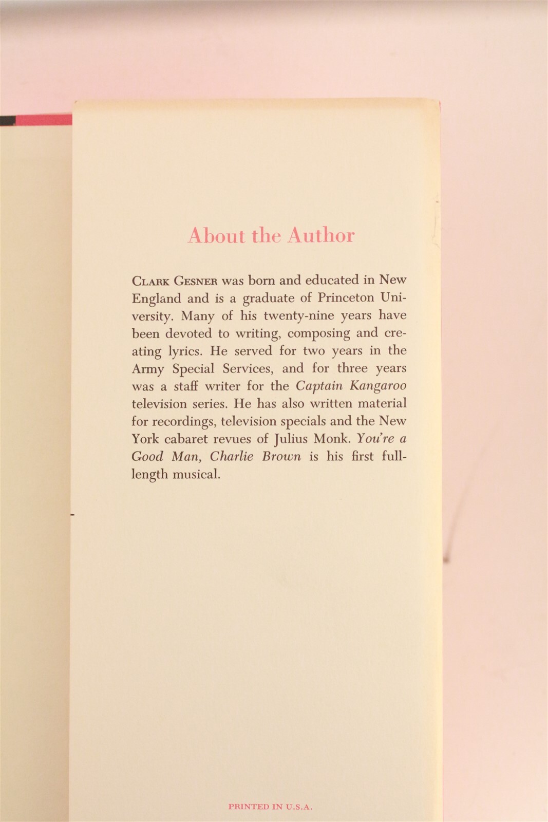 1967 You’re A Good Man Charlie Brown By Clark Gesner Hard Back Book