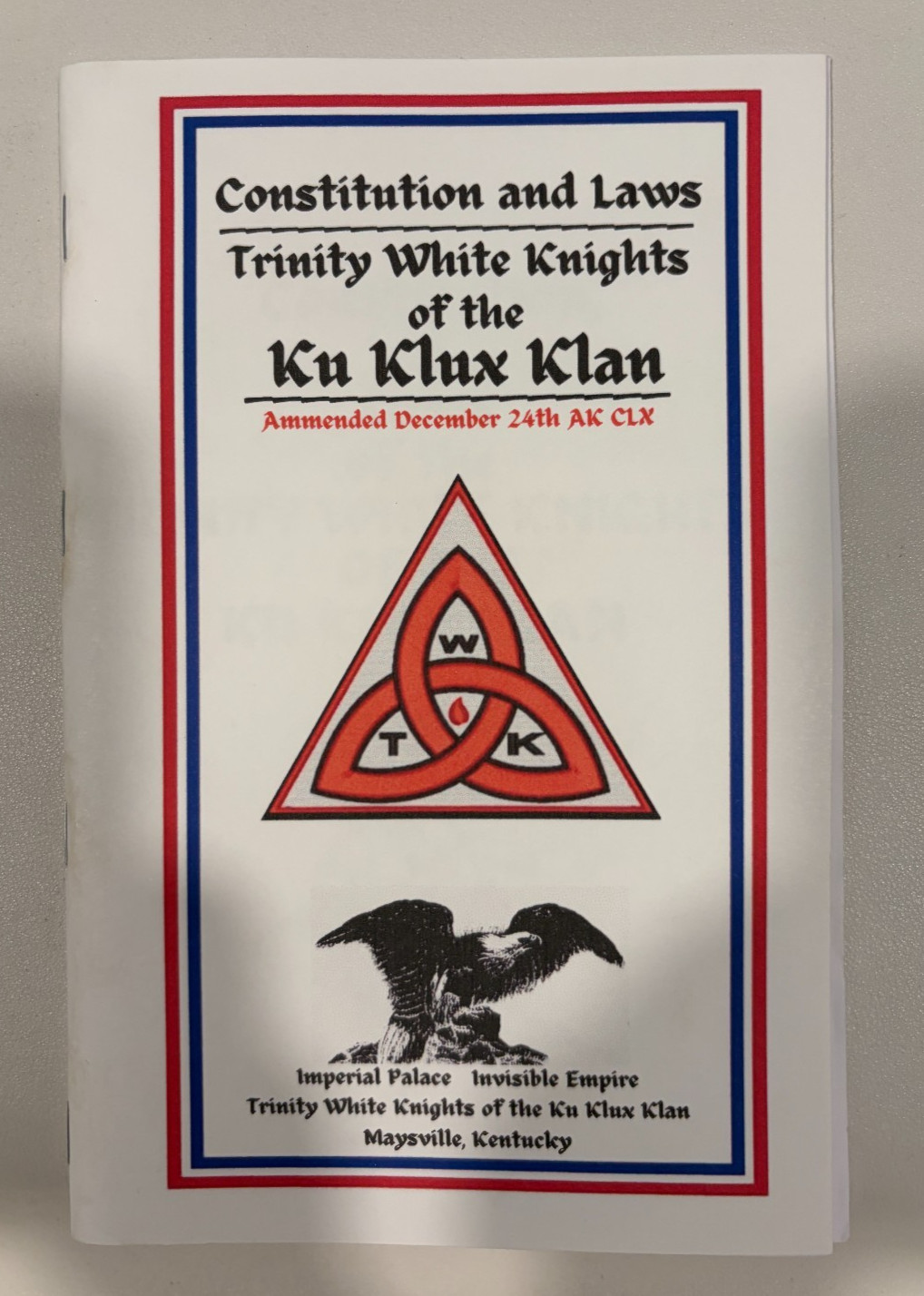 Constitution and Laws of the Trinity White Knights by William Bader SB