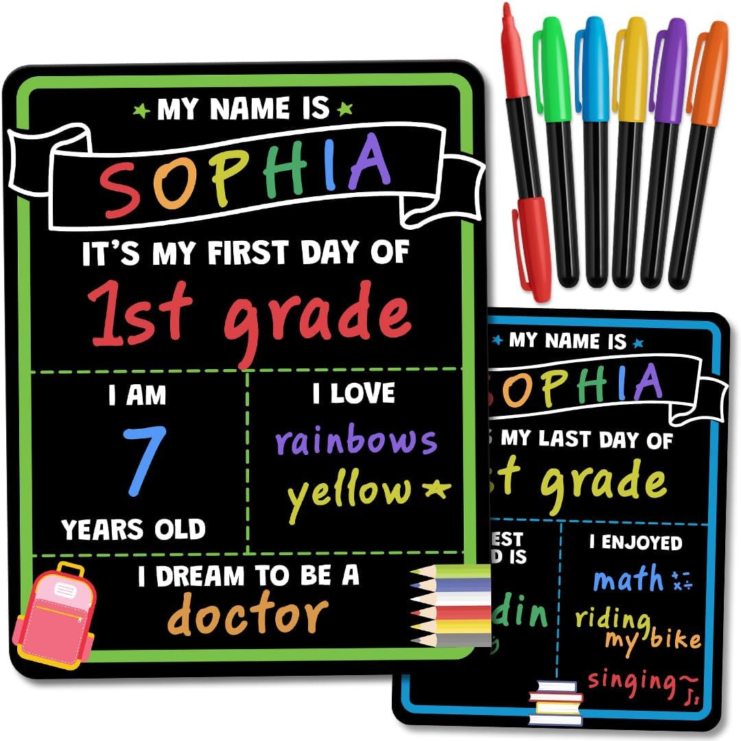 First Day of School Sign for Kids and Montessori Busy Book Combo Gift Set