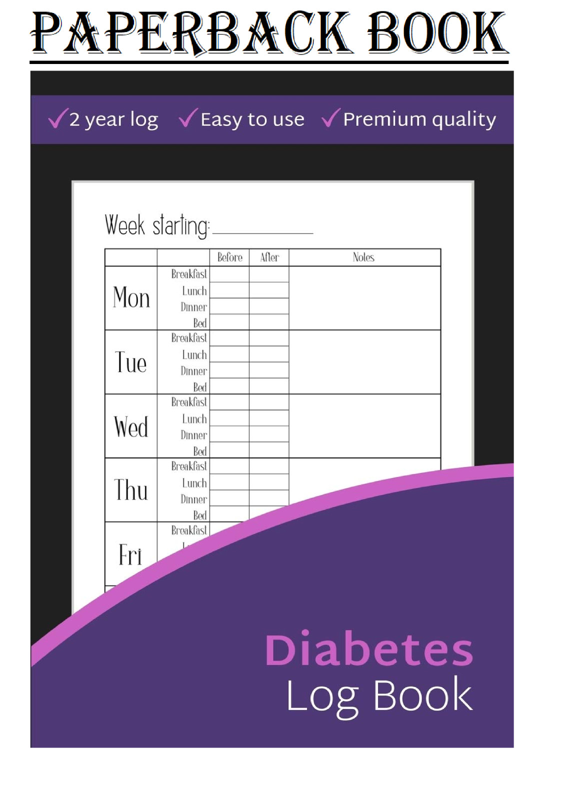 Diabetes Log Book: 2-Year Blood Sugar Level Recording Book, Simple Tracking…..