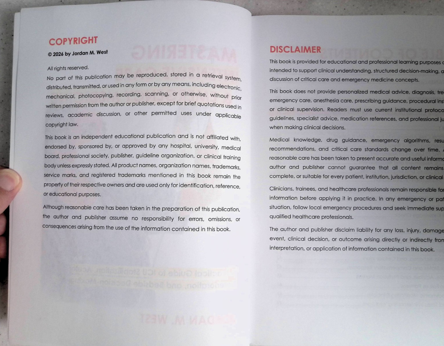 Mastering Intensive Care & Emergency Medicine – 2026 by Jordan M. West, L.Pbk